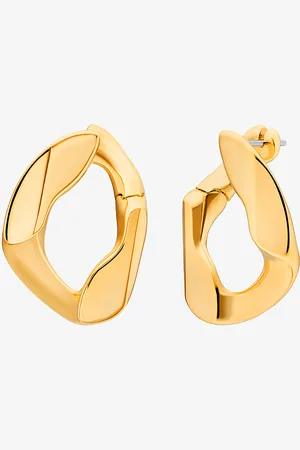 Michael Kors MKPendientes de aro de latón chapado en metal precioso con cadena de eslabones - - Michael Kors