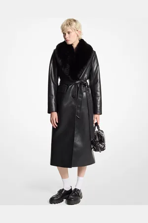 Michael Kors MKAbrigo tipo bata con ribetes de piel sintética - - Michael Kors