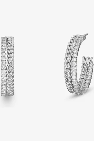 Michael Kors MKPendientes de aro de latón chapado en metal precioso con cadenas e incrustaciones - - Michael Kors