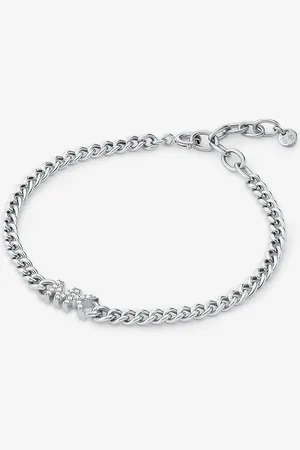 Michael Kors MKPulsera de plata de ley con chapado, cadena de eslabones y logotipo - - Michael Kors