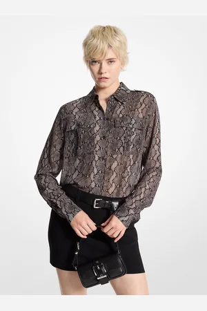 Michael Kors MKBlusa de georgette con estampado de serpiente - - Michael Kors
