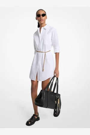 Michael Kors MKVestido camisero de algodón elástico con cinturón - - Michael Kors