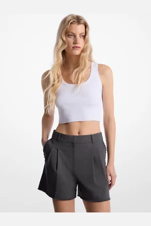 Michael Kors MKPantalones cortos deshilachados de lana elástica plisada - - Michael Kors