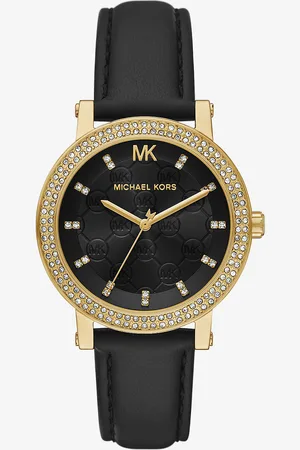 Michael Kors MKReloj Corey en tono dorado con incrustaciones y correa de piel - - Michael Kors