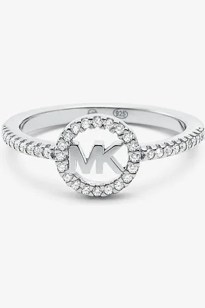 Michael Kors MKAnillo de plata de ley con chapado en metales preciosos y logotipo - - Michael Kors