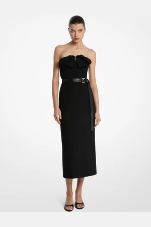 Michael Kors MKVestido de tubo sin tirantes de gabardina de lana con detalles de origami - - Michael Kors