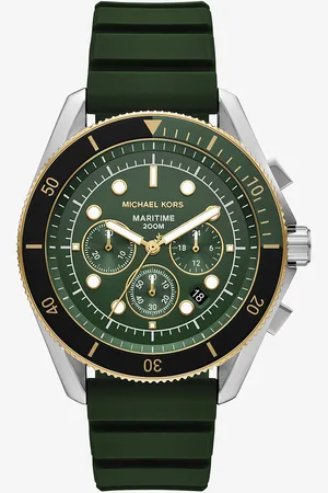 Michael Kors MKReloj Maritime oversize bitono con correa de silicona - Verde - Michael Kors