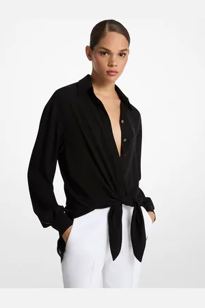 Michael Kors MKCamisa de georgette de seda con lazada en la parte delantera - - Michael Kors