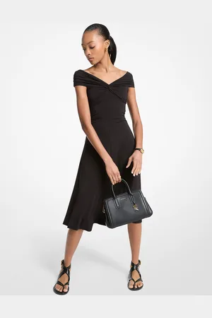 Michael Kors MKVestido midi de viscosa elástica con cuello de barco - - Michael Kors
