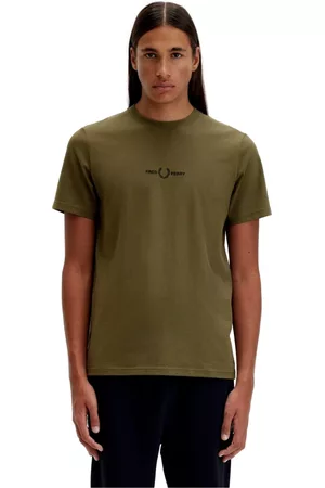 Fred Perry Mujer Tops - Camiseta Verde Hombre Bordada M4580 Verde, unisex, Talla: XL