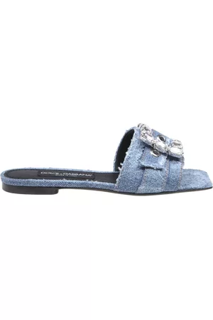 Dolce & Gabbana Mujer Chanclas y Flip Flops - Sliders Azul, Mujer, Talla: 36 1/2 EU