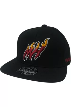 Mitchell & Ness Gorras - Gorra negra miami heat logo history fitted hwc Negro, unisex, Talla: M