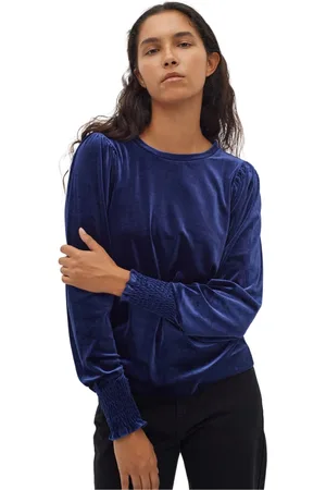 Hombros de Blusas para Mujer en color azul FASHIOLA.es