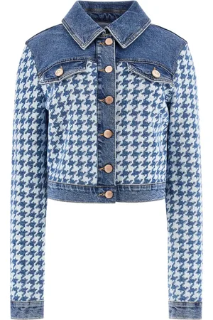 Chaqueta corta tweed tonos azules - Mujer