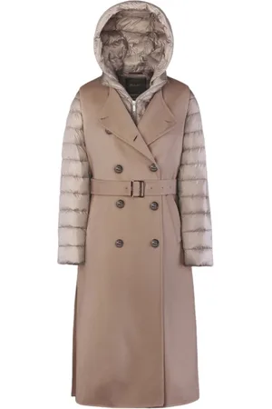 MOORER Mujer, Abrigos, Marrón, Talla: 2XS