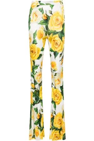 Pantalones de talle alto con estampado floral
