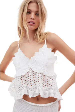 LOVESHACKFANCY Mujer, Camisetas, Blanco, Talla: M