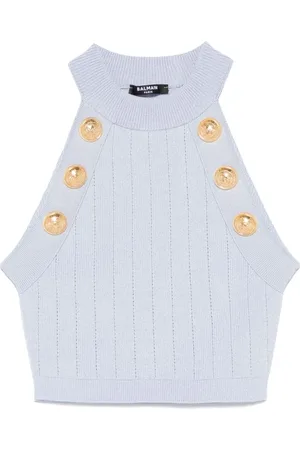 Balmain Mujer, Camisetas, Azul, Talla: M