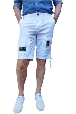 Aeronautica Militare Hombre, Pantalones cortos, Blanco, Talla: L