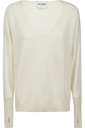 KUJTEN Mujer, Jerseys, Blanco, Talla: L