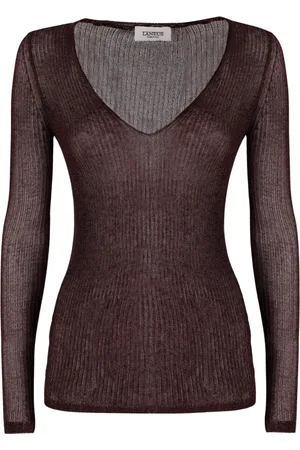 LANEUS Mujer, Camisetas, Marrón, Talla: S