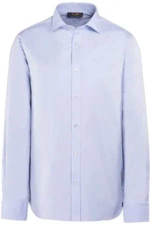 MOORER Hombre, Camisas, Azul, Talla: L