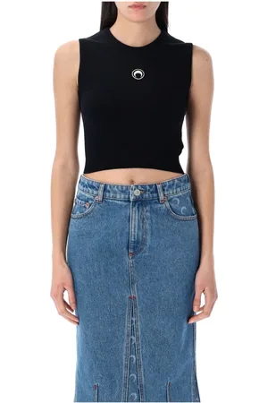 Marine Serre Mujer, Camisetas, Negro, Talla: L