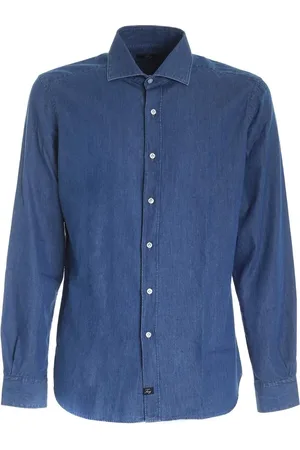 FAY Hombre, Camisas, Azul, Talla: XL