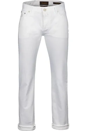 MOORER Hombre, Pantalones, Blanco, Talla: W33