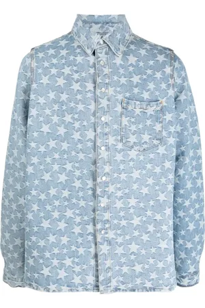 ERL Hombre, Camisas, Azul, Talla: S