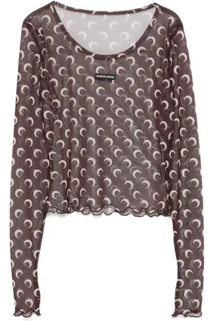Marine Serre Mujer, Camisetas, Marrón, Talla: S