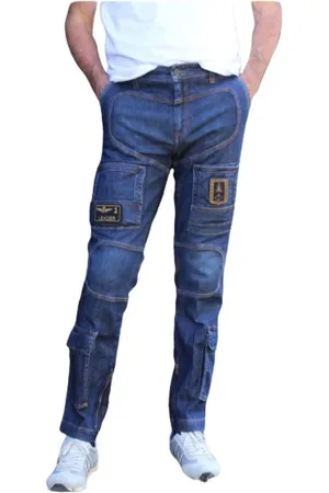 Aeronautica Militare Hombre, Vaqueros, Azul, Talla: L