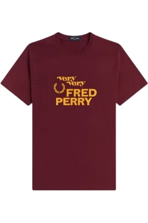 Fred Perry Hombre, Camisetas, Rojo, Talla: L