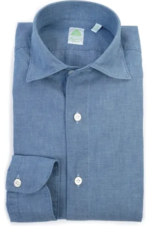 Finamore Hombre, Camisas, Azul, Talla: 4XL