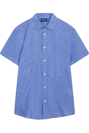 GAS Hombre, Camisas, Azul, Talla: S