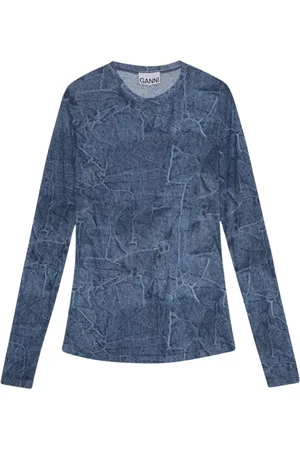 Ganni Mujer, Camisetas, Azul, Talla: S
