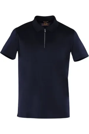 MOORER Hombre, Camisetas, Azul, Talla: L