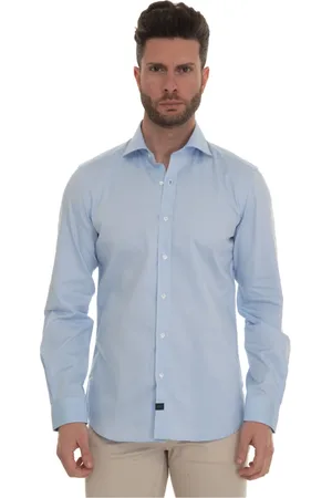 FAY Hombre, Camisas, Azul, Talla: L