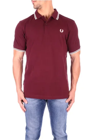 Fred Perry Hombre, Camisetas, Rojo, Talla: S