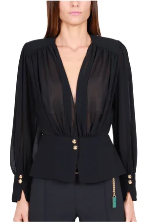Elisabetta Franchi Mujer, Blusas y Camisas, Negro, Talla: L
