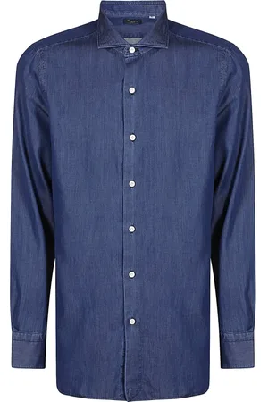 Finamore Hombre, Camisas, Azul, Talla: M