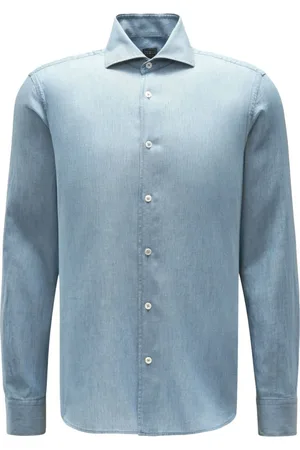 FEDELI Hombre, Camisas, Azul, Talla: 2XL