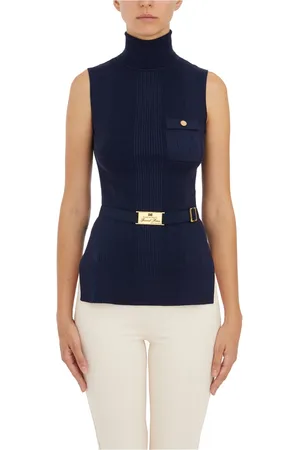Elisabetta Franchi Mujer, Camisetas, Azul, Talla: L