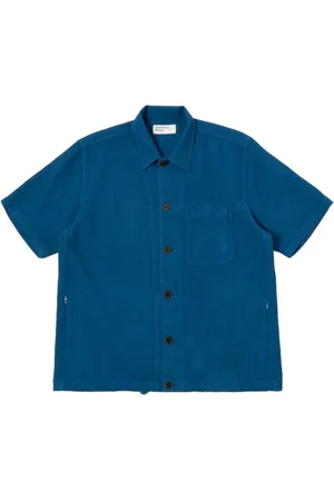 Universal Works Hombre, Camisas, Azul, Talla: S