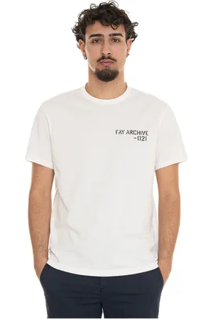 FAY Hombre, Camisetas, Blanco, Talla: L