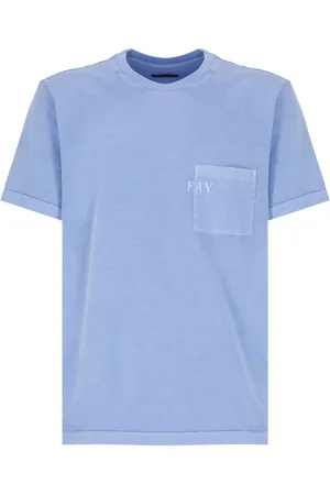 FAY Hombre, Camisetas, Azul, Talla: L