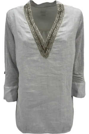 120% Lino Mujer, Blusas y Camisas, Blanco, Talla: S