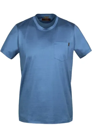 MOORER Hombre, Camisetas, Azul, Talla: S