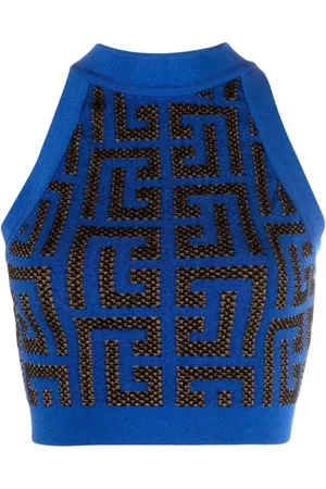 Balmain Mujer, Camisetas, Azul, Talla: M