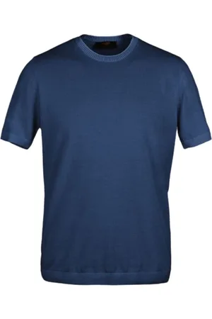 MOORER Hombre, Camisetas, Azul, Talla: M
